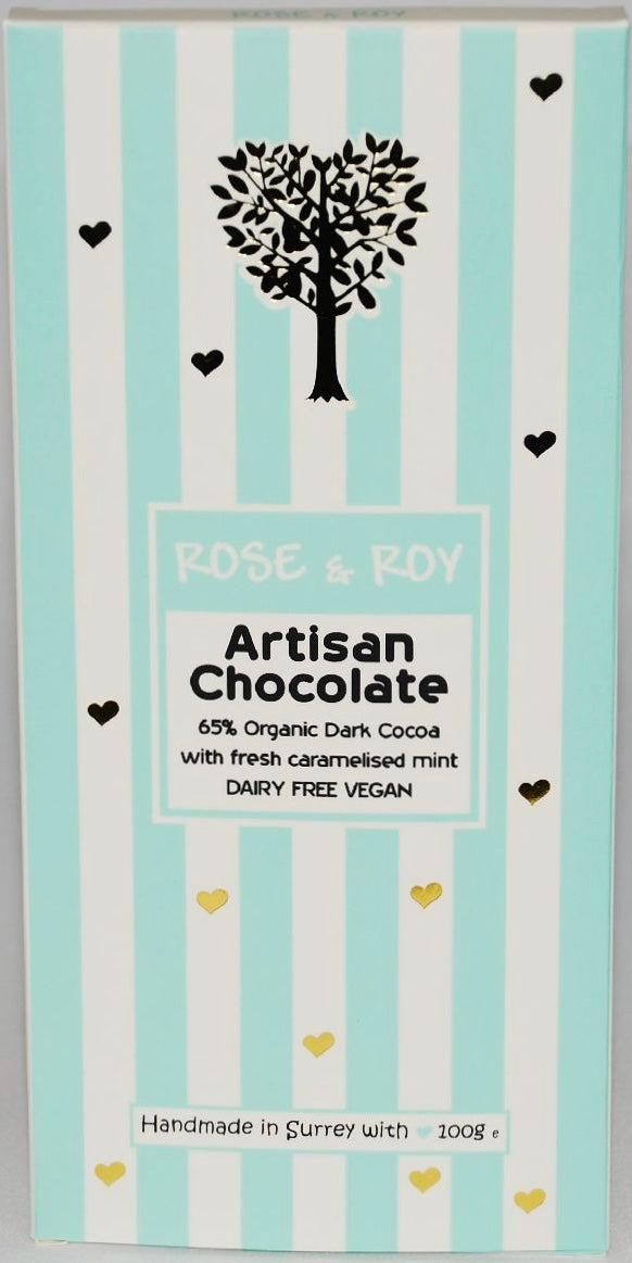 Vegan Organic Dark Chocolate with Fresh Caramelised Mint